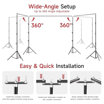 BEIYANG 10x30FT Photo Backdrop Stand, Angle Adjustable Triple Crossbar Extender Mount, Photography Background Support System, with Sand Bags,12 PCS Clamps for Wedding Party Celebration - size: 10*30FT
