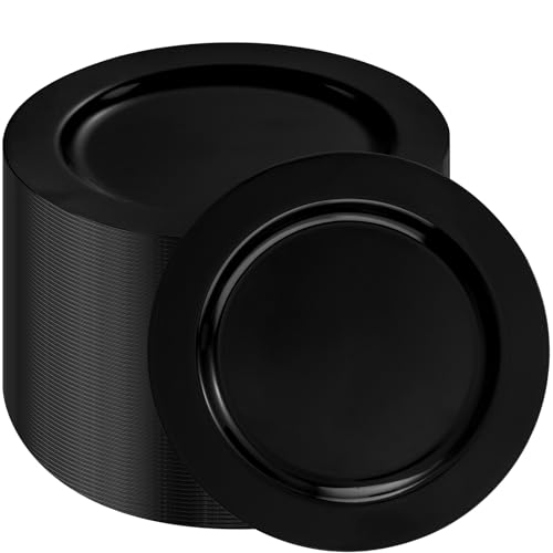 bUCLA 100 Pieces Black Plastic Plates - 6.25 inch Disposable Dessert/Salad/Appetizer/Small Cake Plates for Party, Graduation & New Year - color: 6.25Inch-100pcs-Black
