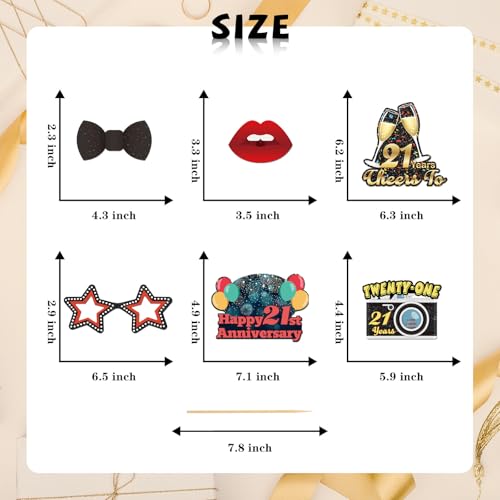 21st Anniversary Photo Booth Props, Happy 21st Birthday Selfie Props 21 Years Old Birthday Party Photography Props Favor Twenty Sign Centerpiece Sticks Decorations 30 PCS