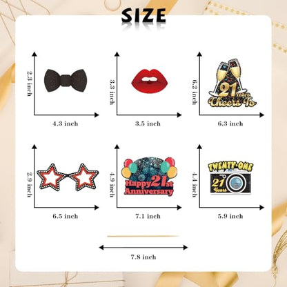 21st Anniversary Photo Booth Props, Happy 21st Birthday Selfie Props 21 Years Old Birthday Party Photography Props Favor Twenty Sign Centerpiece Sticks Decorations 30 PCS