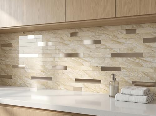Yipscazo 2026 New Upgrade Peel and Stick Backsplash, Stick on Backsplash Tiles for Kitchen, Bathroom, Fireplace (10 Sheets, Polished Beige Yellow) - color: Polished Beige Yellow