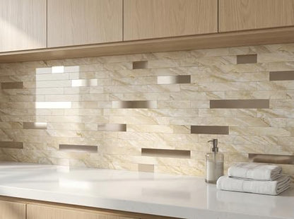Yipscazo 2026 New Upgrade Peel and Stick Backsplash, Stick on Backsplash Tiles for Kitchen, Bathroom, Fireplace (10 Sheets, Polished Beige Yellow) - color: Polished Beige Yellow