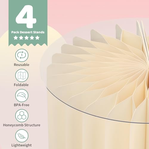 Buffet Risers Food Risers for Buffet Table Acrylic Risers Display Stands Tall Cake Stands Cylinder Stands for Party Pedestal Cake Stand Dessert Table Display Set Cupcake Stands Cupcake Display (4 Pcs White) - size: 4 Pcs White