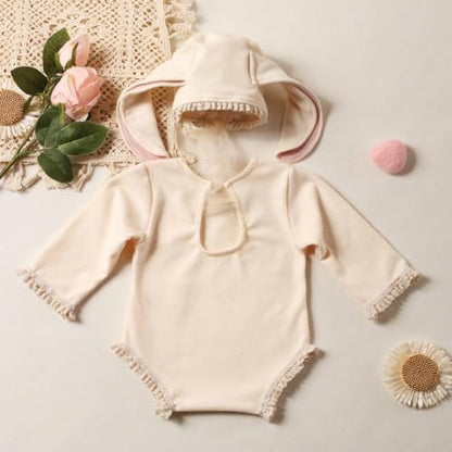 Newborn Baby Bunny Rabbit Crochet Knitted Photography Props Newborn Baby Outfits Diaper Costume - color: Beige a