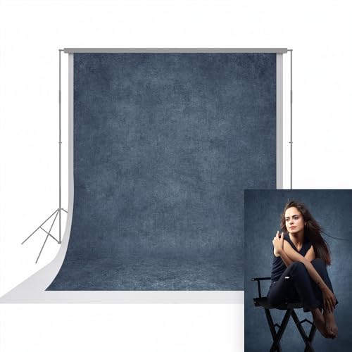 UrcTepics 8×12 ft Denim Blue Fabric Photo Backdrops, Classic Abstract Texture Backdrop for Headshots and Portraits, Vintage Photography Background for Studio and Events. - color: Denim Blue, size: 8x12 Ft