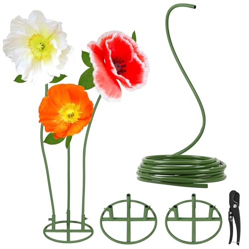 Giant Flower Stand Kit - 3 Pcs 78.7 Inch Green Flexible PVC Pipe & Sturdy Flower Pole Display Stand Base for Large Floral Decor, Wedding Backdrops, Balloon Arches, DIY Crafts (Includes Scissors) - color: green（1）
