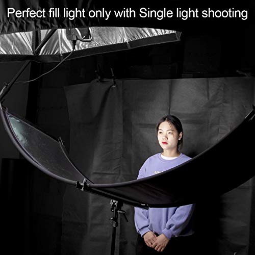 FOMITO Light Reflector 70"x25.6"/178x65cm Arclight Curved Eyelighter Lighting Diffuser for Photography Stuido Filming Shooting, Black/White/Gold/Silver