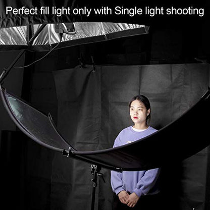 FOMITO Light Reflector 70"x25.6"/178x65cm Arclight Curved Eyelighter Lighting Diffuser for Photography Stuido Filming Shooting, Black/White/Gold/Silver