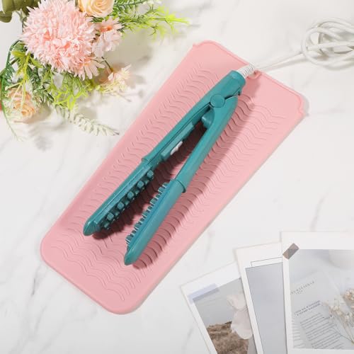 2 Pcs Heat-Resistant Silicone Mat and Heat Styling Tools Travel Mat Cover for Curling Irons Hair Straighteners Flat Iron Professional Heat-Resistant Non-Slip Mats for Countertop Hot Hair Styling Tools