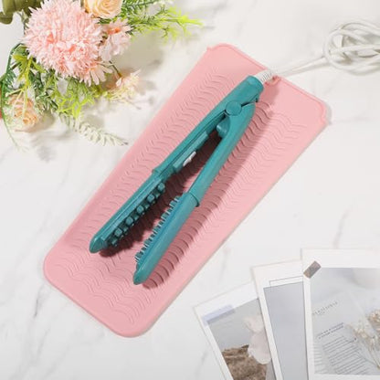 2 Pcs Heat-Resistant Silicone Mat and Heat Styling Tools Travel Mat Cover for Curling Irons Hair Straighteners Flat Iron Professional Heat-Resistant Non-Slip Mats for Countertop Hot Hair Styling Tools