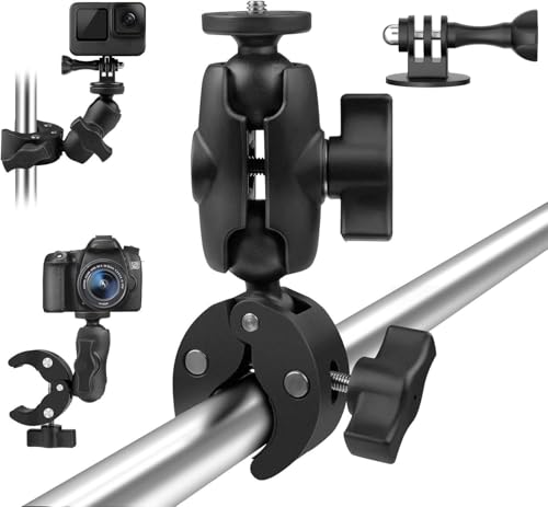 Taisioner Super Camera Clamp Mount Double Socket Arm 1/4"-20 Ball Head Adapter Gopro Accessories Suitable for GoPro AKASO DJI Action Insta360 or DSLR Digital Camera Monitor/LED Lights/ - size: 2.4"super clamp