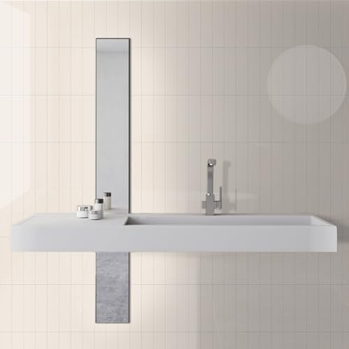 24-Pieces Peel and Stick Tiles for Kitchen Backsplash, New Upgrade Design 12" x 3"SPC Subway Backsplash Tiles, Cream Beige Premium Finger Tiles (White). - color: White, size: 10 Sheet