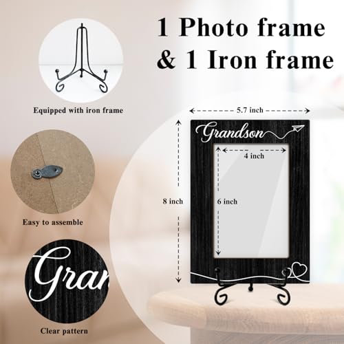 Grandson Picture Frame, Frame Gifts for Christmas Birthday, Grandson 4 x 6 Picture Frame with Stand for Tabletop Display, Grandparents Gifts (Black Vertical) - color: Frame13