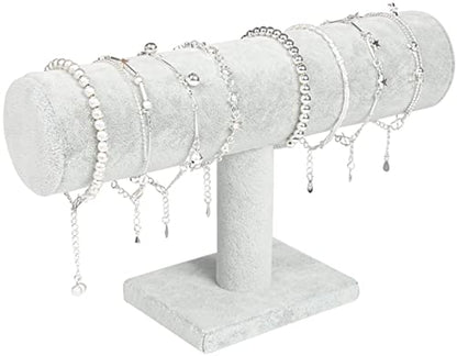 ChezMax Necklace Jewelry Display Jewelry Stand Hovering T-Bar Bracelet Holder for Home Organization - color: F-Gray Velvet