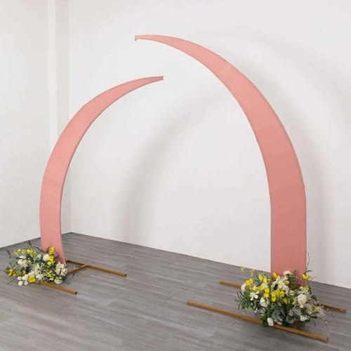 Efavormart 2 Pack Dusty Rose Spandex Half Crescent Moon Arch Covers, Double-Sided Fabric Backdrop Sleeves for 6.5ft and 8ft Curved Stand Decor - color: Dusty Rose, size: Cover Set - 6.5ft & 8ft