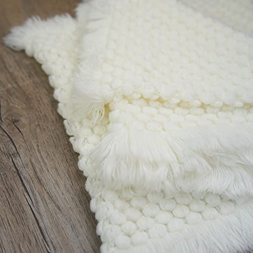 Zeroest Baby Photography Props Basket Braid Wool Wrap Newborn Photo Shoot Baskets Filler Posing Stuffer Background Blanket (White) - color: White