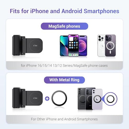 KIWIFOTOS for iPhone Magsafe Camera Grip Magnetic Phone Handle with Bluetooth Remote for iPhone 17 16 15 14 Pro Max Samsung S26 S25 Smartphone Vlog Video Shooting(Tripod NOT Included) - color: Magsafe Phone Grip-Black