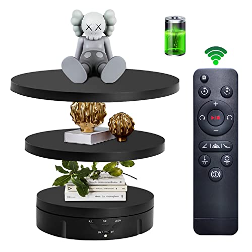 JAYEGT 3 in1 Motorized Rotating Display Stand with 5.74 /7.08/ 8.66 inch Replacement Cover，Max 22lbs Load，360 Electronic Turntable for Photography Products (3 in1 / Black/ With Remote controller) - color: Black