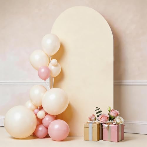 6FT Arch Backdrop Cover Ivory Spandex Chiara Backdrop Covers for Wedding Anniversary Engagement Birthday Party Photographic Photo Backgrounds Decor - color: Ivory, size: 6 FT