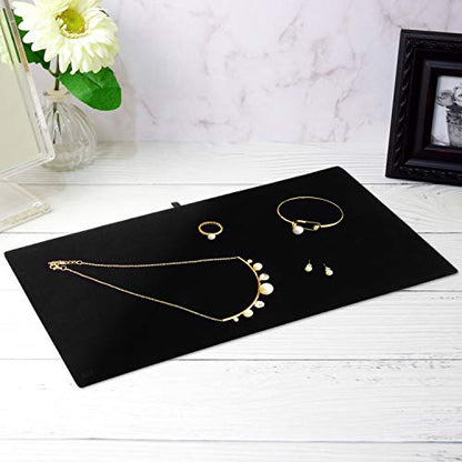 MOOCA 6 Pcs Set Jewelry Display Tray Pad Jewelry Display Tray Insert Accessory for Jewelries, 14 W x 7 1/2 D in, Black Velvet