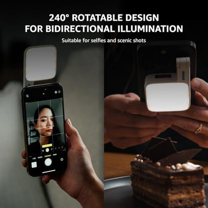 amaran Go Compatible with MagSafe Mini Phone Light,Rechargeable Portable Mirror LED Phone Light for Selfie,Makeup,Video Conference,TikTok,Compatible with iPhone&Android (Charcoal)