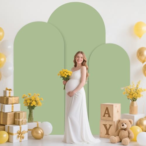 MODFUNS Sage Green Arch Cover 6&6.6&7.2ft Spandex Arch Backdrop Cover Fitted Arch Stand Covers Chiar Arch Covers Stretchy Backdrop for Wedding Ceremony Banquet Reception Event Decoration - color: Sage Green, size: 6 FT & 6.6 FT & 7.2 FT