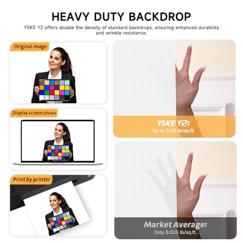 Professional White Photography Backdrop10X8- Heavy-Duty Machine Washable Seamless Background for Studio & Video - color: White, size: 10X8