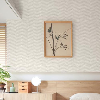 Rugreat Striped Grasscloth Wallpaper Peel and Stick Textured Grass Cloth Contact Paper for Cabinets Herringbone Fabric Wallpaper for Bedroom Beige Faux Linen Contact Paper Removable 197inL 17.3inW - size: 17.3" x 197"