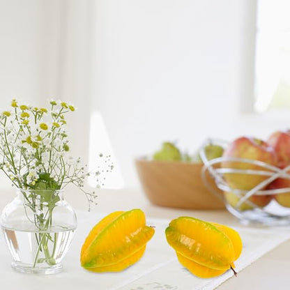 Simulated Starfruit Artificial Fruit Decoration 2pcs Plastic Fake Fruit Prop Photography Home Décor Model for Display and Window Styling