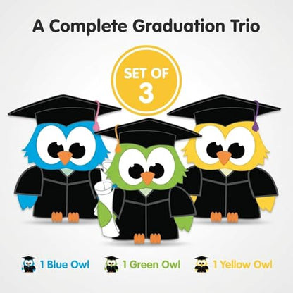Graduation Owl Standups Kit, Set of 3, Graduation Decorations, KGD16F-M - color: Graduation Owls Prop Kit