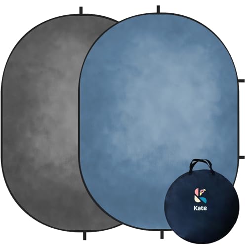 Kate 5x6.5ft(1.5x2m) Collapsible Backdrop Grey Blue Collapsible Twist Flex Folding Pop up Backgrounds for Photoshoot, Headshots Photo, Video Calls