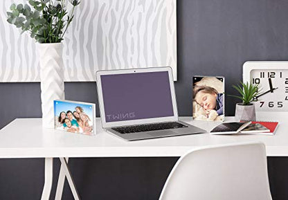 TWING 5x7 Inch Acrylic Picture Frame 5 Pack,12+12MM Thickness Double Sided Acrylic Picture Frames Set with Microfiber Cloth,Clear Horizontal Magnet Photo Frames,Desktop Display Gift Ideal - size: 5x7" 5pack