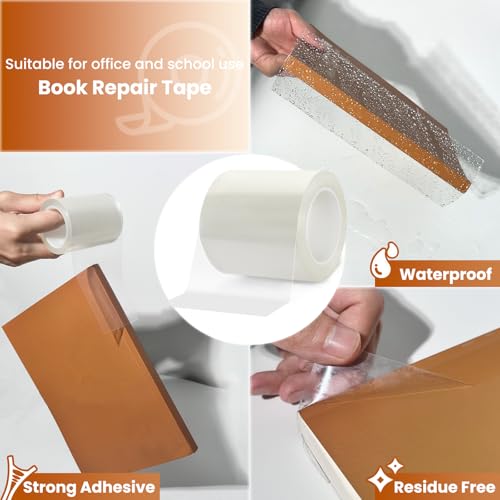 YINTTIAN 3Inch x 16.5Ft Archival Safe Book Repair Tape. Acrylic Acid Free Strong Adhesive Clear Tape for Textbook Spine, Photo Album, Library Repair Supplies, Removable Book Binding Tape - size: 3 Inch x 16.5 Feet