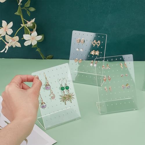 PH PandaHall 4 Pack Earring Holder, 42 Holes Small Ear Studs Display Stand L-Shape Earrings Jewelry Show Rack Stand Organizer Plastic Display Showcase 2.3 x 3.5 x 1.5 Inch