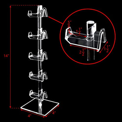 MOOCA 2 Pcs Set Premium Acrylic Sunglass Organizer, Glasses Holder, Sunglass Holder, Glasses Stand, Eye Glass Holder, 5 Frames for Each - color: 5 Frame Stand, 2 pcs