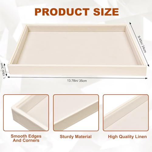 Beige Velvet Jewelry Tray for Drawers Black Jewelrys Display Tray Stackable Jewelry Organizer Trays for Necklace Bracelet Ring Watch (2 Pack) - color: Beige