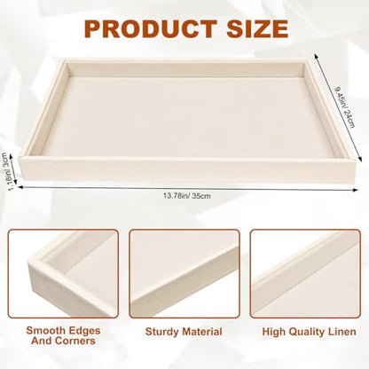 Beige Velvet Jewelry Tray for Drawers Black Jewelrys Display Tray Stackable Jewelry Organizer Trays for Necklace Bracelet Ring Watch (2 Pack) - color: Beige