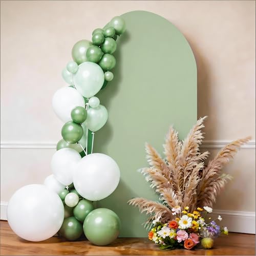 6FT Arch Cover Sage Green Spandex Arch Backdrop Stand Cover Round Top Chiara Backdrop Cover for Wedding Birthday Party Bridal Shower Engagement Photographic Photo Backgrounds Decor - color: Sage Green, size: 6 FT