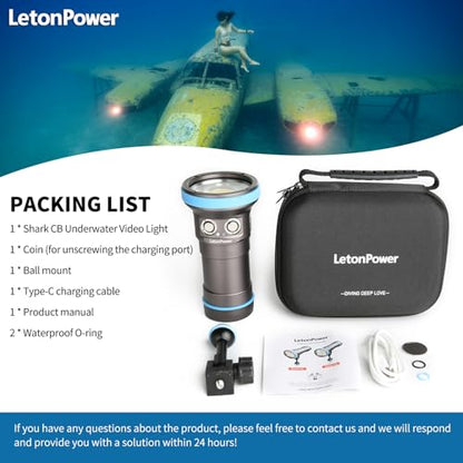 Shark CB 6000 Lumen Dive Light for Underwater Photography, 120m Underwater Video Light 96 CRI with 120 Degree Wide Beam Angle Scuba Flashlight for Professional Dive Photography Fill Light - size: Shark CB