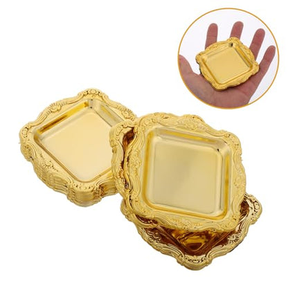 10pcs Small Square Baroque Plastic Dessert Plates for Wedding Bridal Shower Party Mini Cake Candy Tray for Fruit Snacks Display and Food Photography Props Easy-clean Serving Trays