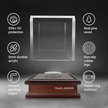 True Legend Baseball Display Case with 95%+ UV Protection: Premium Baseball Holder with Thick Acrylic Polished Edges - Perfect Display Stand for Sports Memorabilia Collectors