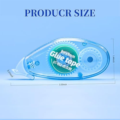Glue Tape, Photo-Safe Acid-Free Double Sided Tape for Crafts, 26.25 ft x 0.31 in Scrapbook Tape, Scrapbook Junk Journal Supplies (Blue)
