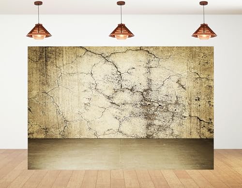 8x6ft Cracked Concrete Wall Backdrop with Aged Texture and Neutral Tones Photography Background for Industrial Themed Party Home Wall Tapestry Decorations Banner Photo Booth Props - size: 8x6ft