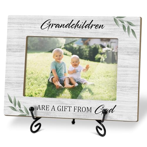 Grandchild Picture Frame - A Gift From God, Grandparent Gifts, Frame Gifts for Christmas Birthday, Grandparent 4 x 6 Picture Frame with Stand for Tabletop Display (Horizontal Portrait) - color: Frame16