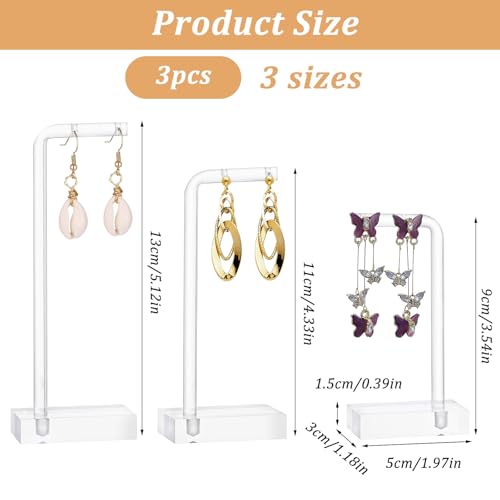 3Pcs Earring Display for Vendors Show, Acrylic Earring Holder Hanger for Women, Earrings Display Stand for selling Photo, Home, Gift Shops
