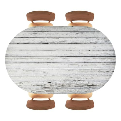 Oval Fitted Table Cloth Elastic Edged, Black White Board Wood Texture Background, Oval Table Cover for Picnic, Banquet, Home Kitchen, Fits 42"x60" Oval Tables - color: Wood Texture -11, size: 42" x 60" (Oval)