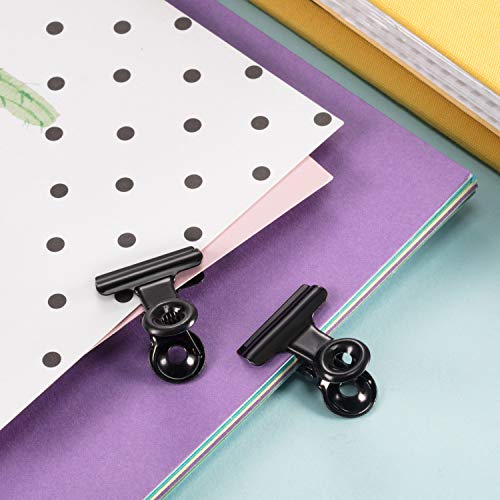 40 Pack Metal Clips 0.87 Inch Small Bull Binder Paper Clips for Picture Photo Crafts Food Bags Home Office Supplies(Black) - color: Black