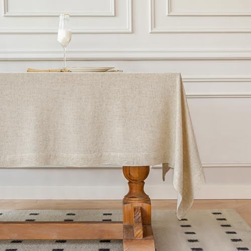 Linen World Linen Blend Tablecloth 72x72 Inch,Linen-Textured Soft Cool & Breathable,Machine Washable Square Table Cloth for Dining,Kitchen,Outdoor,Festival - color: Natural, size: 72" x 72" (Square)