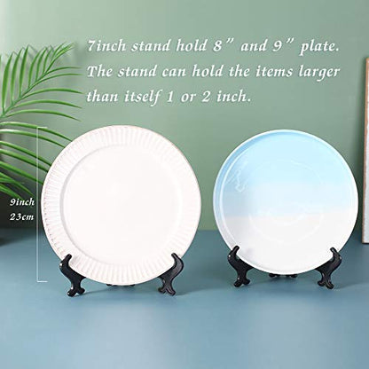 Artliving 7 Inch Black 12pcs/Set Plastic Easels Plate Display Stands Picture Frame Stand Holder - color: Black, size: 7 inch (12 pack)