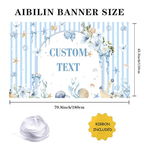 AIBIIN Summer Birthday Custom Backdrop Blue Coastal Ocean Theme Party Background with Seashell Starfish Floral Design Nautical Beach Decoration for Kids Adults Large Photo Booth Banner 6x3.6ft - color: Custom, size: 6x3.6ft